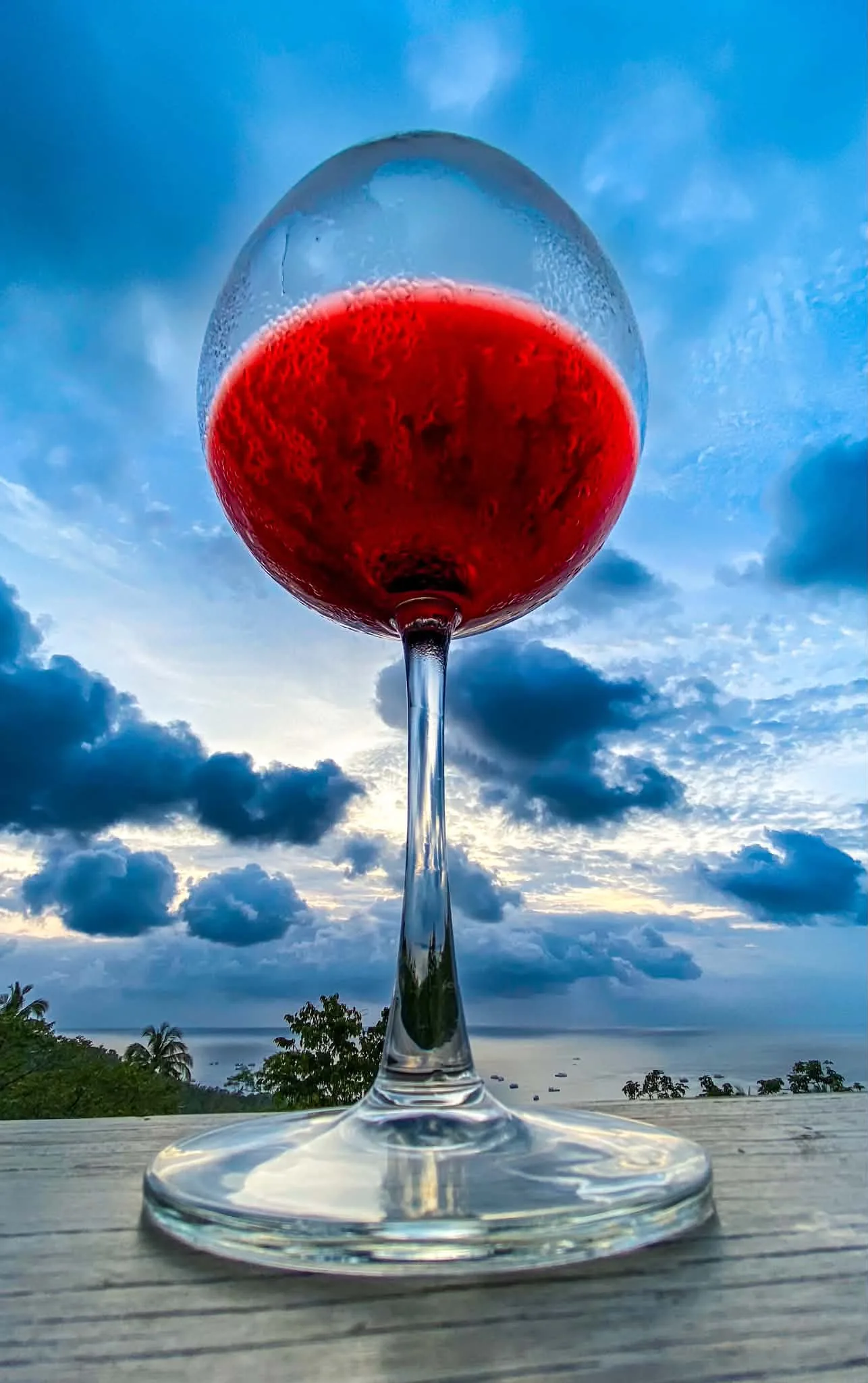 Red sunset cocktail overlooking Koh Tao