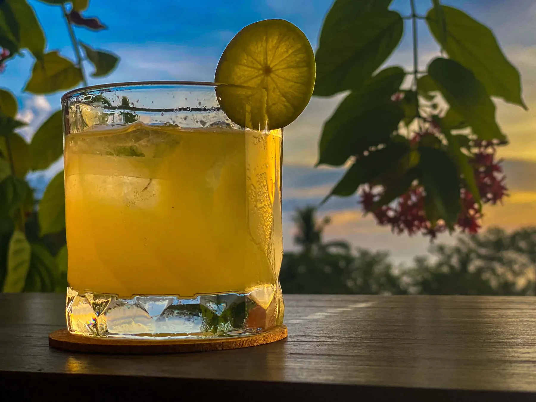 Sunset lime cocktail overlooking Koh Tao